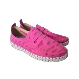 Ilse Jacobsen Hot Pink Perforated Slip-Ons w White Sole-Size 9 US Euro Size 40